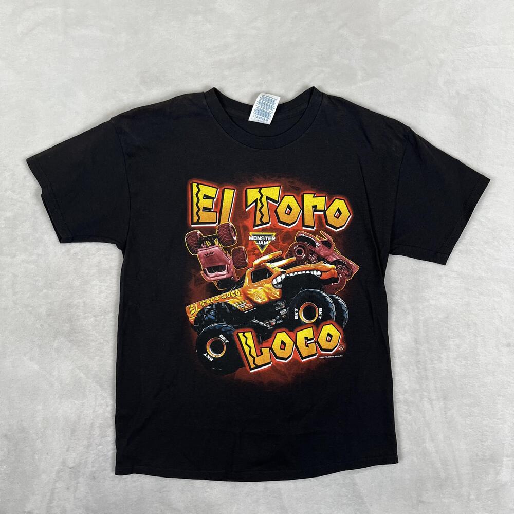 Monster Jam El Toro Loco T-Shirt Youth Large Black Monster Truck Graphic Tee